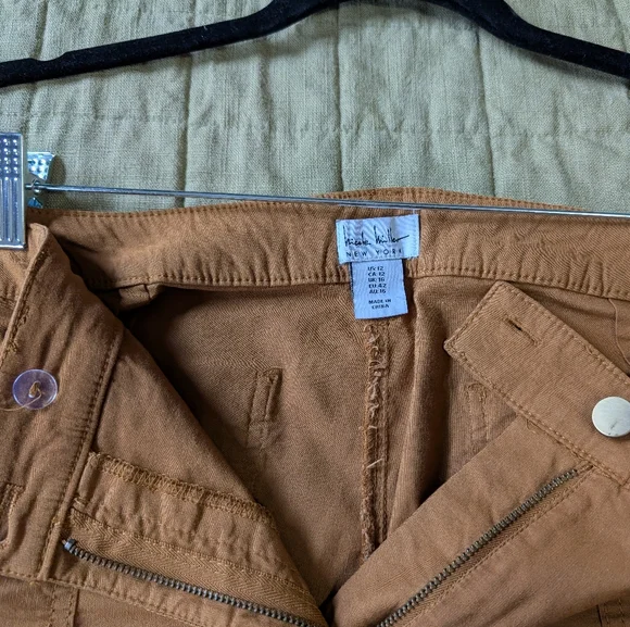 Yellow Cropped Wide Leg High Waist Pants Nicole Miller NY - Picture 5 of 6